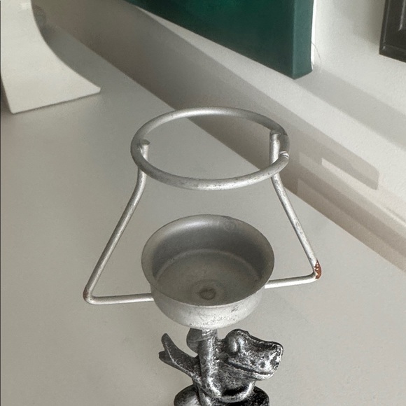 Frog Pewter Metal Candle Tea Light Holder Sculpture - Picture 2 of 6